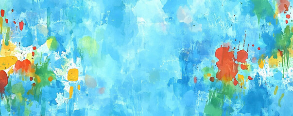 vibrant abstract background featuring splashes of blue, red, yellow, and green, creating lively and colorful atmosphere. Perfect for artistic projects