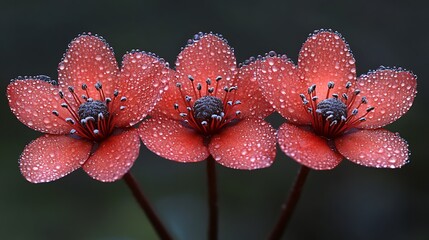 Red flowers with water droplets