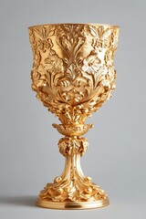 Luxurious golden trophy gleaming brightly as a symbol of victory  
