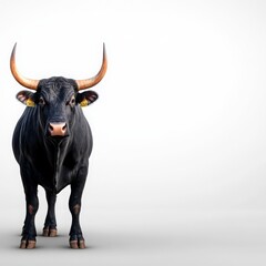 Strong and Majestic Close-Up of a Bull with Prominent Horns