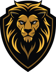 Obraz premium Majestic Lion Shield Mascot Logo