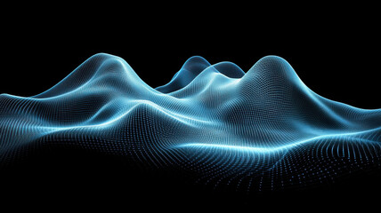 Fototapeta premium digital landscape featuring glowing blue waves and peaks, representing technology and innovation. abstract design evokes sense of depth and movement