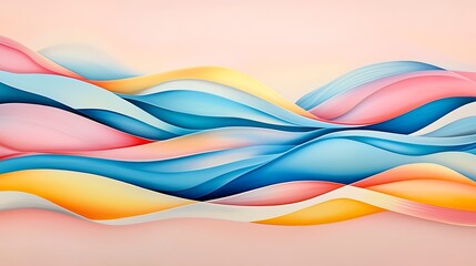 Pastel Wave Abstract Digital Painting: Soft Hues and Flowing Forms AI Generated