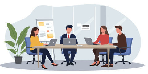 business meeting in the office teams members vector illustration