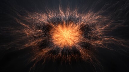 Vibrant Explosion of Energy with Dynamic Orange and Black Color Swirls