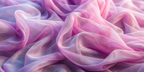 Obraz premium Closeup of elegant wavy organza fabric texture, organza, fabric, texture, closeup, elegant, wavy, material, textile, fashion