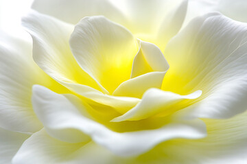 Close-up view of a delicate white rose with soft yellow hues, showcasing natural beauty and tranquility