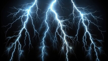 Various lightning bolts on a black background ,  lightning, bolts, electricity, energy, power, isolated, storm, weather, dramatic