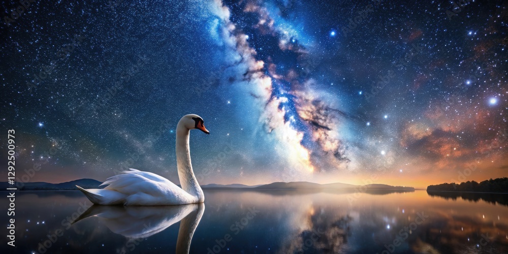 Wall mural beautiful stock photo of the constellation swan shining brightly against the backdrop of our galaxy,