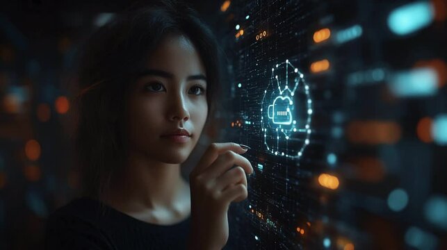 A maze-like fingerprint pattern made of encryption codes and security symbols 67