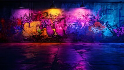Obraz premium Neon Graffiti Underground Urban Space
