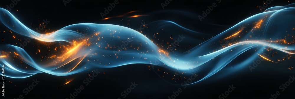Leinwandbilder Ethereal energy flow with glowing gas swirls creating abstract patterns in darkness. Generative AI