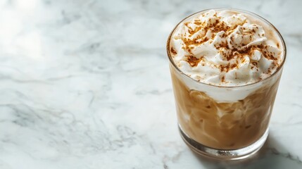 Iced Coffee with Whipped Cream and Cinnamon