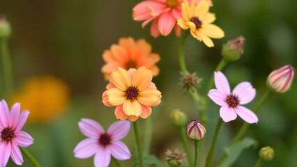 Fototapeta premium Delicate Pastel Flowers in Bloom
