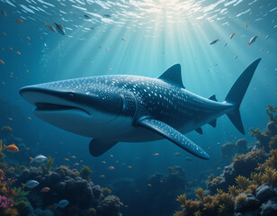 Fototapeta premium Ocean Predators: The Majestic Power of Sharks