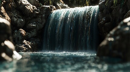 Serene Waterfall in Lush Forest Setting