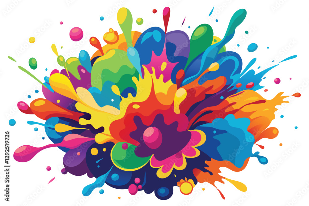 Poster Vibrant explosion of colors with splashes showcasing artistic creativity and joy in an abstract design