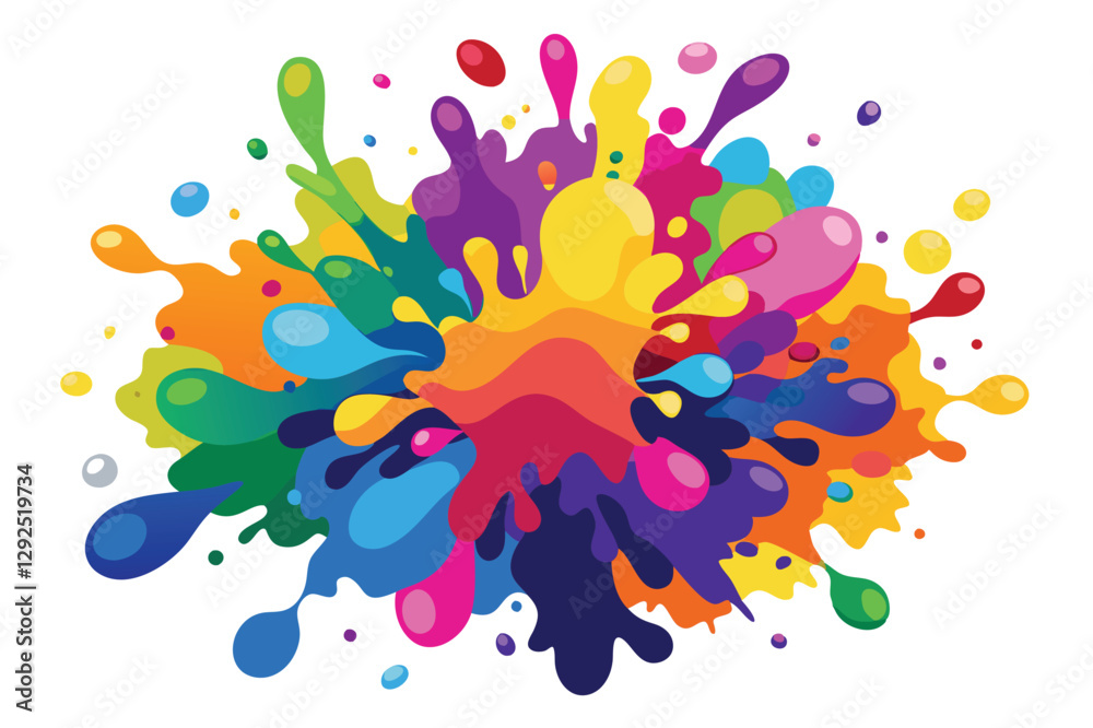 Poster vibrant explosion of colors with splashes showcasing artistic creativity and joy in an abstract desi