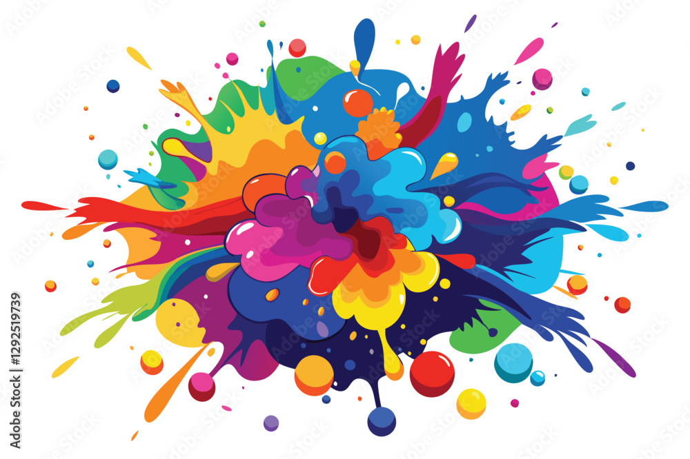 Poster vibrant explosion of colors with splashes showcasing artistic creativity and joy in an abstract desi