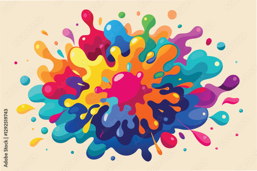 Poster vibrant explosion of colors with splashes showcasing artistic creativity and joy in an abstract desi