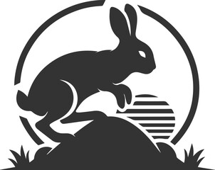 Rabbit climbing a small hill animal vector silhouette