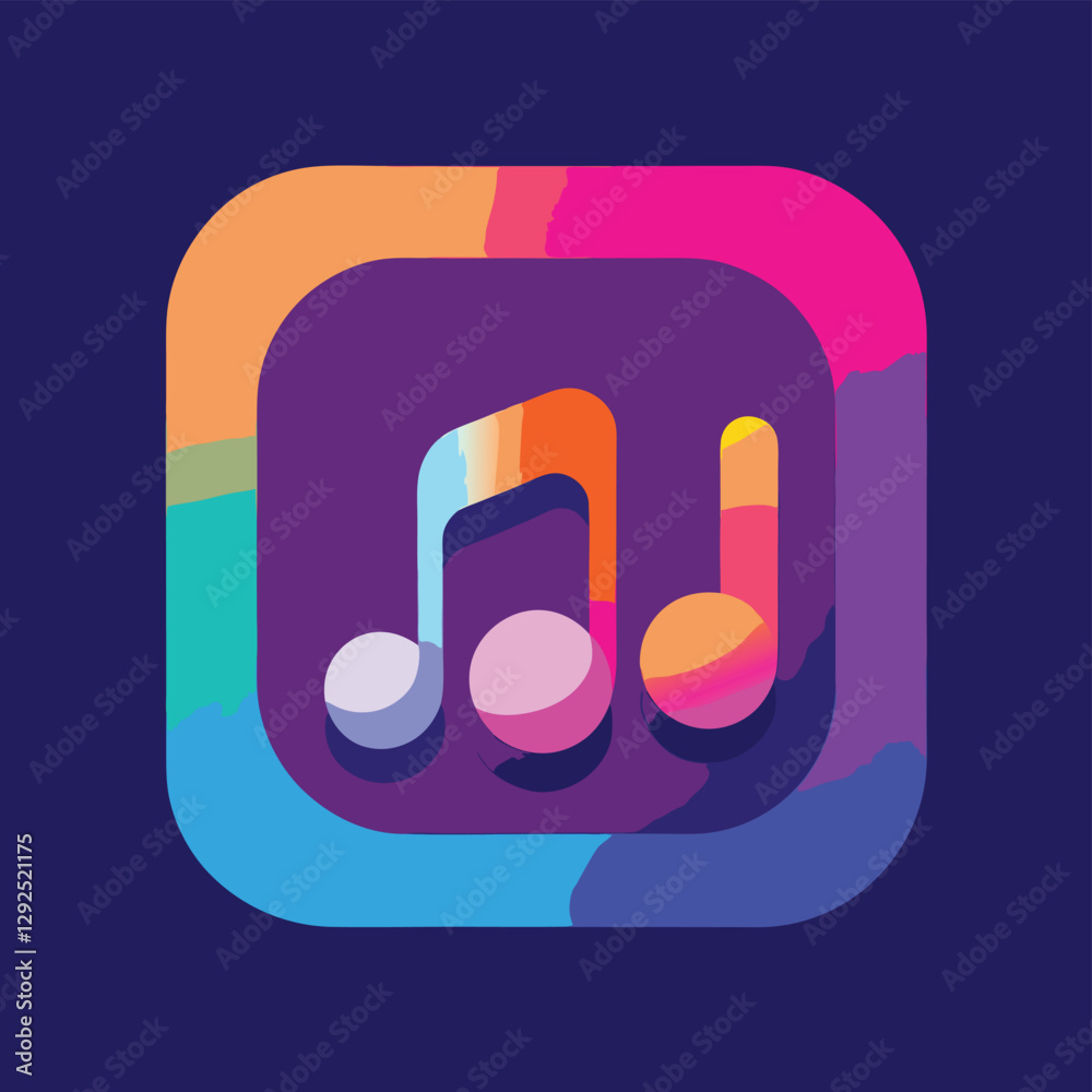 Poster creative design of a colorful music note icon highlighting modern aesthetics and digital art concept