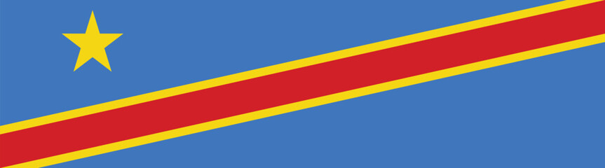 Congo Democratic flag long banner digital vector illustration