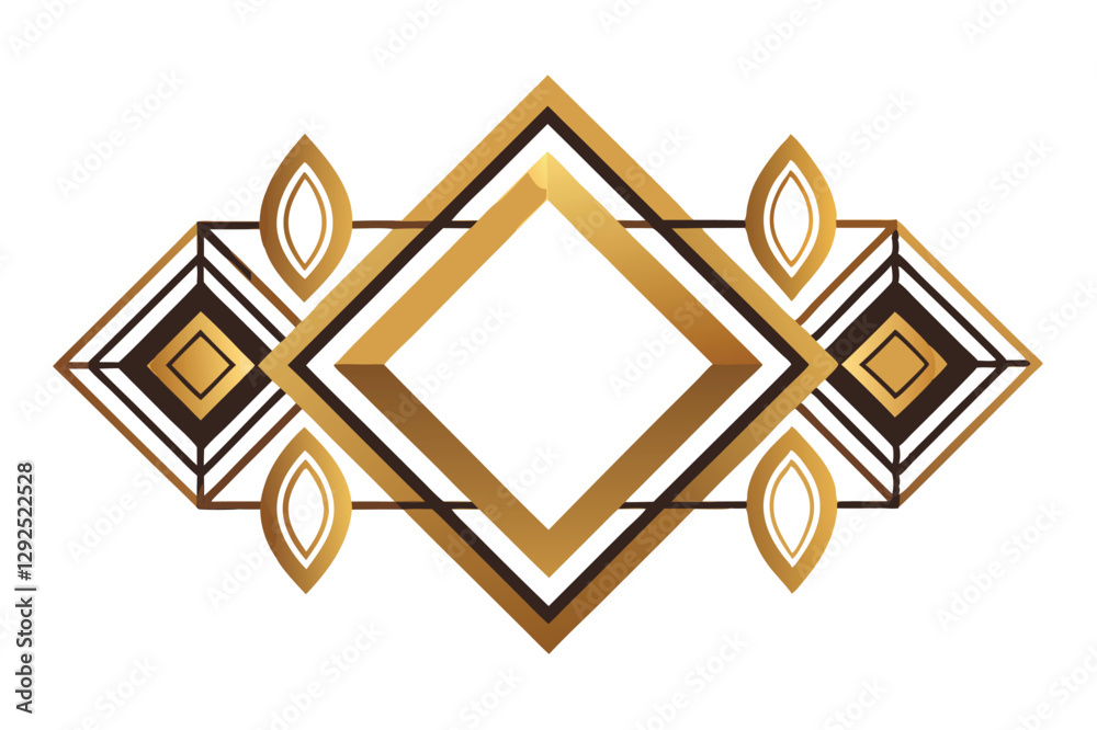 Poster Intricate geometric design featuring golden motifs on a dark background ideal for modern decor and artistic projects