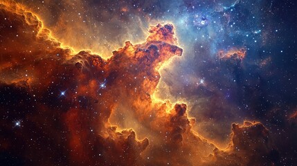 Fototapeta premium Magnificent cosmic nebula displays celestial orange and blue hues