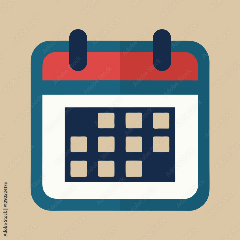 Fototapete calendar icon with a simple design, featuring orange and white squares for days, suitable for event 