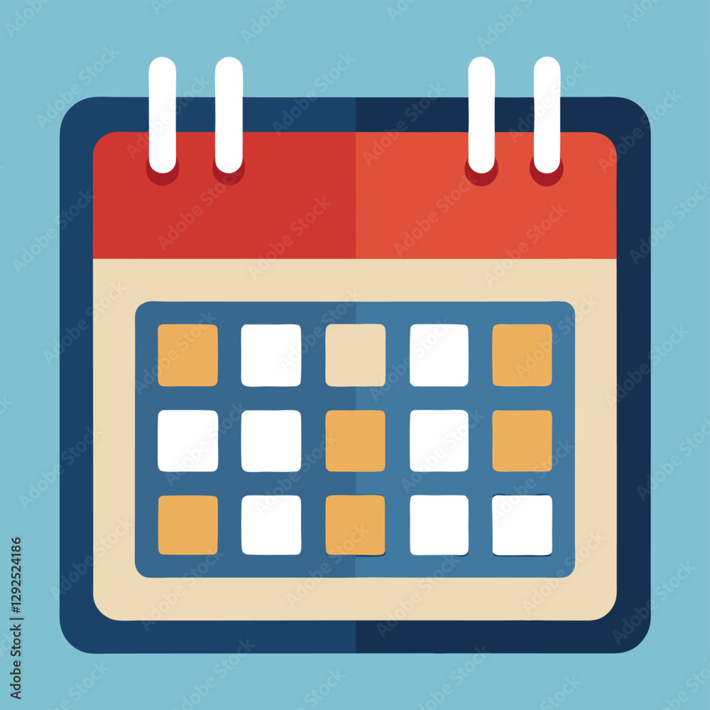 Aufkleber calendar icon with a simple design, featuring orange and white squares for days, suitable for event 