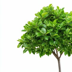 Obraz premium A vibrant green tree with lush leaves on a simple white background.
