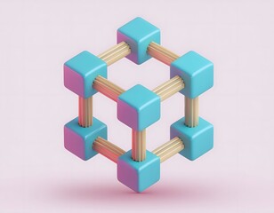 Obraz premium Financial inclusion, economy and technology : 3D icon of Blockchain technology, decentralized finance, secure transactions.