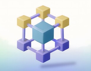 Obraz premium Financial inclusion, economy and technology : 3D icon of Blockchain technology, decentralized finance, secure transactions.