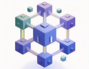 Obraz premium Financial inclusion, economy and technology : 3D icon of Blockchain technology, decentralized finance, secure transactions.