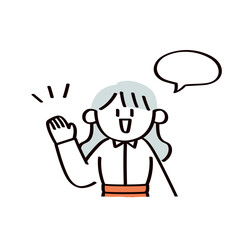 案内をする女性のイラスト