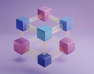 Obraz premium Financial inclusion, economy and technology : 3D icon of Blockchain technology, decentralized finance, secure transactions.