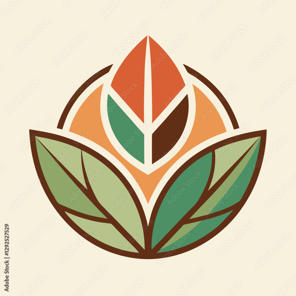 Poster stylized lotus flower design featuring bold colors and clean lines on a neutral background ideal for