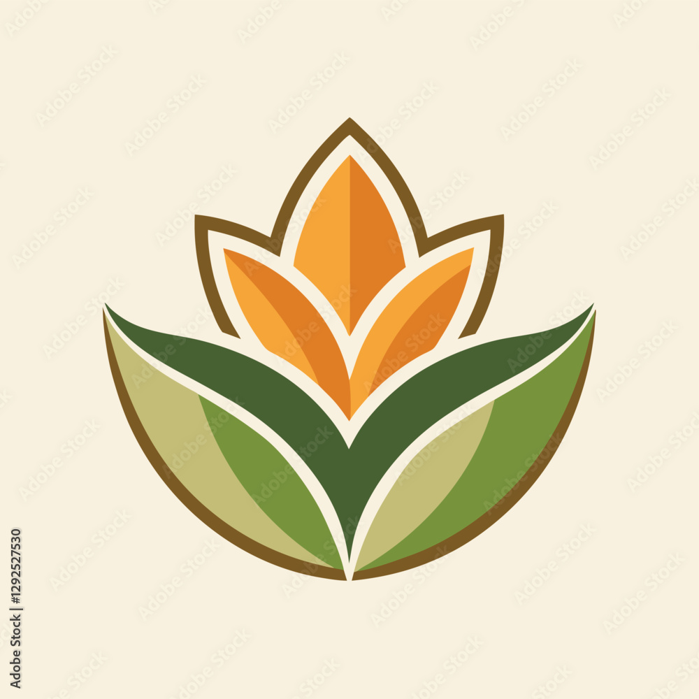 Poster stylized lotus flower design featuring bold colors and clean lines on a neutral background ideal for