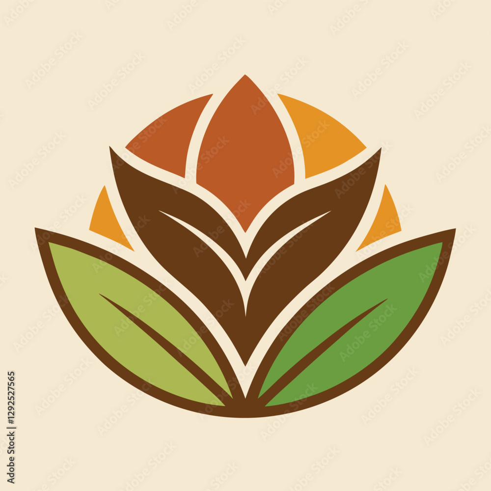 Poster Stylized lotus flower design featuring bold colors and clean lines on a neutral background ideal for branding and artistic expressions