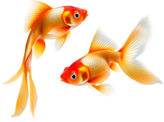 Two Beautiful Goldfish isolated on transparent background.generative AI
