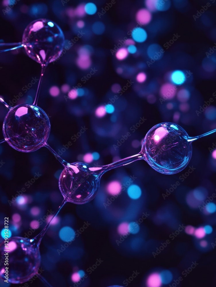 Poster abstract 3d rendering of botulinum toxin molecules showcasing intricate structures and vibrant color