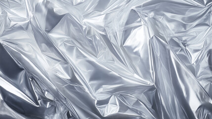 Plastic film wrap bag package texture overlay effect. Stretch polyethylene or cellophane vector background. 3d realistic clear mockup for food pack with wrinkle and fold. Glossy clean polymer material