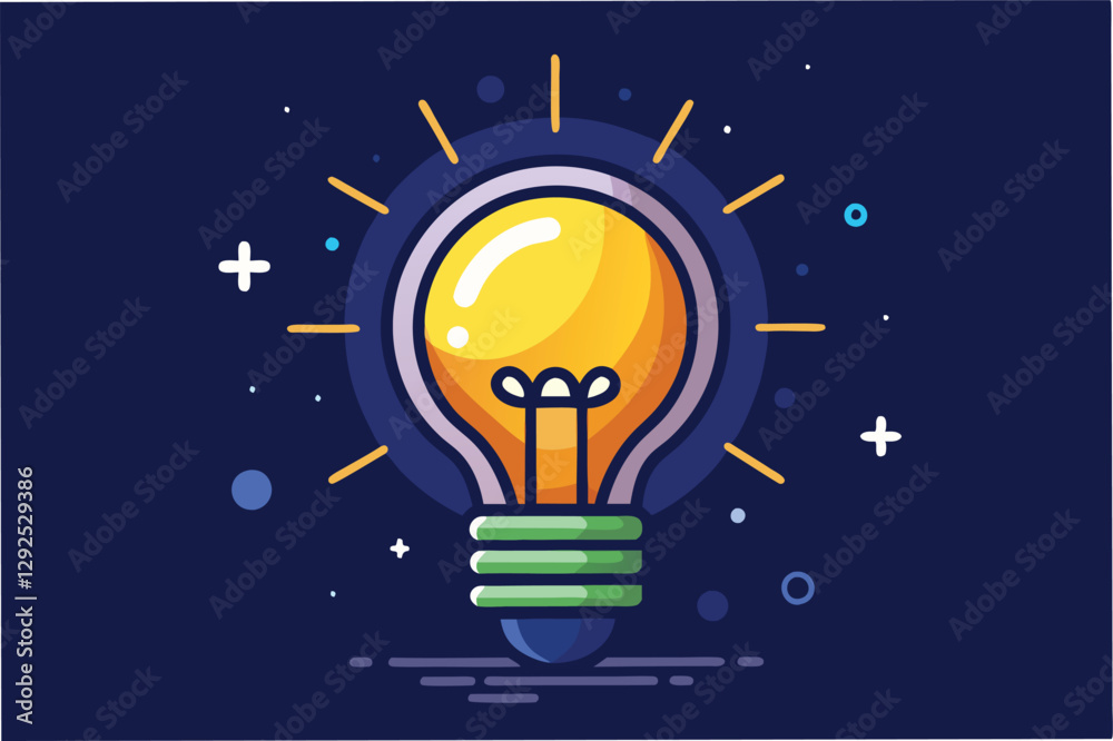 Aufkleber Bright light bulb illuminated with colorful leaves in a dark background creating a lively and creative atmosphere ideal for inspiration
