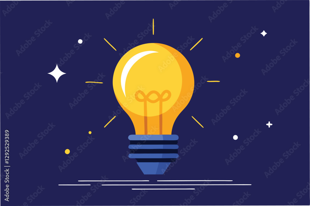 Aufkleber Bright light bulb illuminated with colorful leaves in a dark background creating a lively and creative atmosphere ideal for inspiration