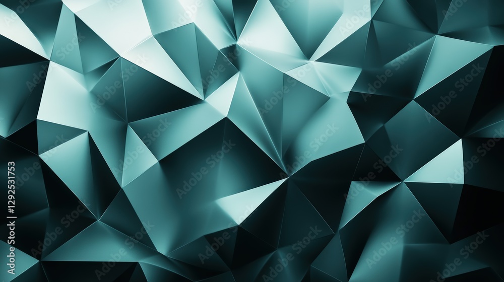 Poster abstract geometric pattern with teal and black triangles creating a dynamic visual texture