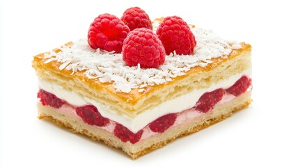 Layered Raspberry Cake with Coconut and Cream Filling