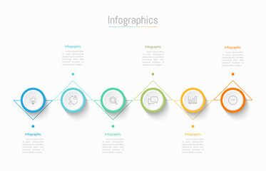 Infographic 6 options design elements for your business data. Vector Illustration.