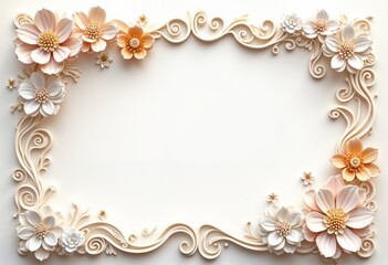 Luxurious designed certificate with an elegant modern artistic the border paper quilling-style forming delicate floral frame