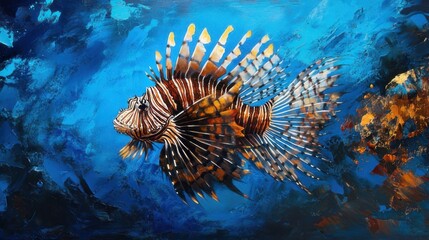 A tropical fish tank filled with colorful fish, coral, and underwater decorations.